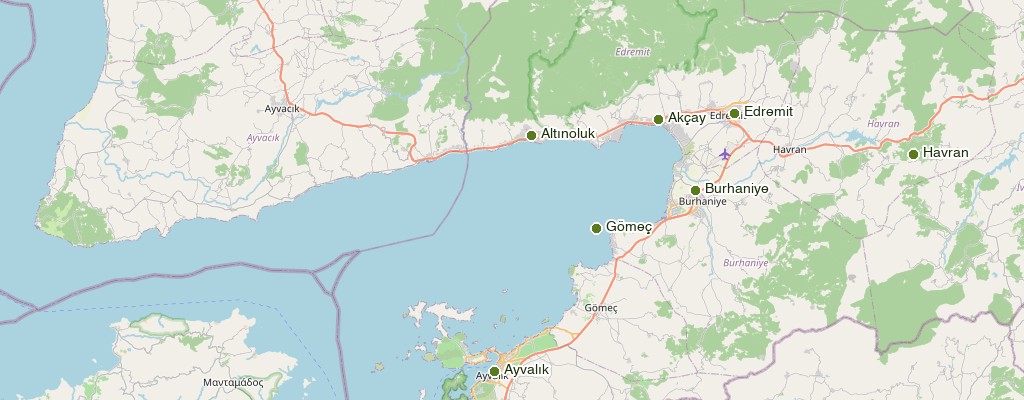 Edremit Körfezi hizmet bölgesi haritası